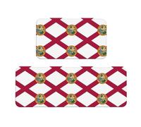MGGAklp Lot de 2 tapis de sol antidérapants et imperméables pour cuisine Motif drapeau de l'État de Floride