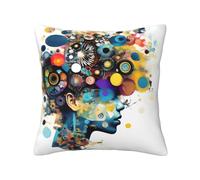 MGGAklp Oreiller carré décoratif avec intelligence artificielle - Motif cerveau - Pour la maison, le salon, la chambre à coucher, le lit extérieur