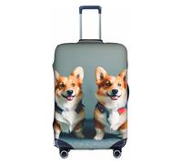 MGGAklp Porter des vêtements mignons chiens corgi imprimé housse de valise lavable extensible anti-rayures housse de valise de voyage pour adulte, blanc, L