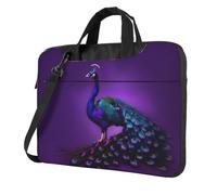 MGGAklp Sac à bandoulière imperméable avec fermeture éclair et bandoulière réglable Motif paon Violet, Noir , 14 inch