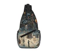 MGGAklp Sac à bandoulière léger et imperméable avec imprimé physique pour homme et femme