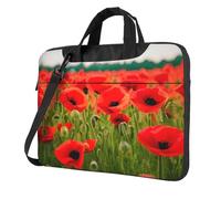 MGGAklp Sac à bandoulière pour ordinateur portable avec fermeture éclair et bandoulière réglable Motif coquelicot, Noir , 15.6 inch