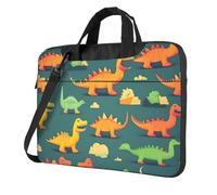 MGGAklp Sac à bandoulière pour ordinateur portable avec fermeture éclair et bandoulière réglable Motif dinosaure, Noir , 13 inch