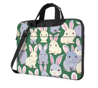 MGGAklp Sac à bandoulière pour ordinateur portable avec fermeture éclair et bandoulière réglable Motif lapin, Noir , 13 inch