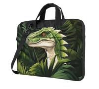 MGGAklp Sac à bandoulière pour ordinateur portable imprimé feuille de palmier dinosaure étanche avec bandoulière réglable, Noir , 14 inch