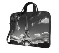 MGGAklp Sac à bandoulière pour ordinateur portable Motif Tour Eiffel et nuage de Paris Étanche Avec bandoulière réglable, Noir , 13 inch