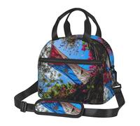 MGGAklp Sac à déjeuner réutilisable avec bandoulière pour le travail et le pique-nique Motif drapeau de Porto Rico