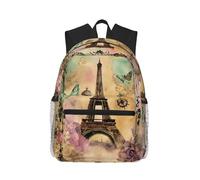 MGGAklp Sac à dos de voyage décontracté avec fermeture éclair pour adultes Motif Tour Eiffel Paris