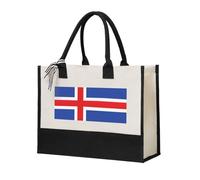 MGGAklp Sac cadeau réutilisable en toile avec imprimé drapeau de l'Islande pour mariage, anniversaire, vacances