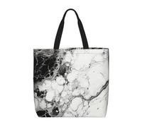MGGAklp Sac fourre-tout à imprimé marbre noir et blanc avec fermeture éclair élégant et réutilisable pour le shopping, le travail, les vacances