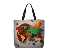 MGGAklp Sac fourre-tout avec imprimé carte du monde en épices avec fermeture éclair élégant et réutilisable pour le shopping, le travail, les vacances
