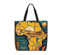 MGGAklp Sac fourre-tout imprimé carte du monde abstrait avec fermeture éclair, sac fourre-tout élégant réutilisable pour le shopping, le travail, les vacances
