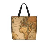 MGGAklp Sac fourre-tout imprimé carte du monde avec fermeture éclair, sac fourre-tout élégant réutilisable pour le shopping, le travail, les vacances