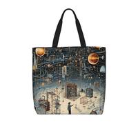 MGGAklp Sac fourre-tout imprimé physique avec fermeture éclair élégant et réutilisable pour le shopping, le travail, les vacances