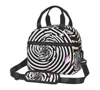 MGGAklp Sac fourre-tout réutilisable avec impression en spirale illusion d'optique GIF pour le travail, le pique-nique