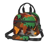 MGGAklp Sac fourre-tout réutilisable avec motif carte du monde en forme d'épices pour le travail, le pique-nique
