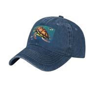 MGGAklp Tortue de mer avec imprimé poissons parfait pour le sport et les activités de plein air casquette réglable adulte unisexe, bleu marine, Taille unique