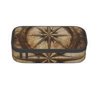 MGGAklp Trousse à crayons avec double fermeture éclair - Motif carte de boussole - Portable - Fournitures scolaires et de bureau