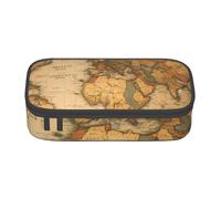 MGGAklp Trousse à crayons avec double fermeture éclair - Motif carte du monde - Portable - Fournitures scolaires et de bureau