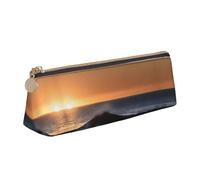 MGGAklp Trousse à crayons avec fermeture éclair et impression « Last Sun Rays of Over The Sea Waves » - Pour femme et homme