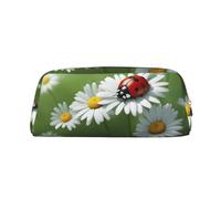 MGGAklp Trousse à crayons avec motif coccinelle sur marguerite, spacieuse et élégante avec fermeture éclair pour l'école, le bureau, cadeau, doré, Taille unique, Organiseur de sac