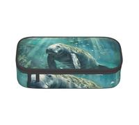 MGGAklp Trousse à crayons Crazy Save Manatee avec fermeture éclair - Fournitures scolaires pour filles et garçons, Noir , Taille unique, Organiseur de sac