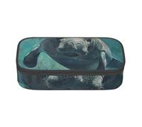 MGGAklp Trousse à crayons Crazy Save Manatee avec fermeture éclair - Fournitures scolaires pour filles et garçons, Noir , Taille unique, Organiseur de sac