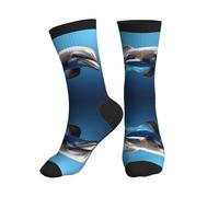 MGGAklp Unique 3D Animal Dauphin Print Femmes Hommes Confortable Respirant Mid Tube Chaussettes de Sport pour Sport et Usage quotidien, 3 noir, Taille unique