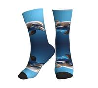 MGGAklp Unique 3D Animal Dauphin Print Femmes Hommes Confortable Respirant Mid Tube Chaussettes de Sport pour Sport et Usage quotidien, 1 noir, Taille unique
