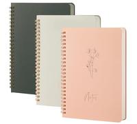 MGGAO 3 Cahiers à Spirales pour Femmes - Journal Esthétique à Lignes Universitaires avec Grandes Poches et 7 mm 60 Feuilles Lignées - pour Fournitures Scolaires et de Bureau (A5, 21 x 14,5 cm)