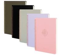MGGAO Lot de 5 carnets à spirales A5 avec motif marbré et floral, papier épais 100 g/m², journal ligné de 8 mm, journal à spirale pour étude et notes