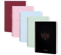 MGGAO Lot de 5 carnets à spirales A5 avec motif marbré et floral, papier épais 100 g/m², journal ligné de 8 mm, journal à spirale pour étude et notes
