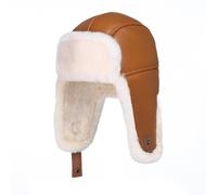 MGGMOKAY Unisex Chapeau de Trappeur Aviator Russe Ushanka Hiver Fourrure Chapeau,Chameaux,S