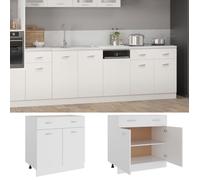 MGH Armoire de plancher à tiroir ""Lyon"" - Buffet cuisine - Blanc 80x46x81,5cm LV904