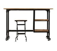 MGH - NEUF Bureau à domicile, Table de travail, avec tabouret pliant Bois de manguier massif 115x50x76cm ll290