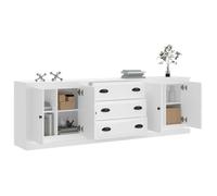 MGH - TOP Buffet de rangement - Cabinet/Commode Bois - 3 pcs - Blanc - Bois d'ingénierie LV193