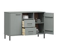 MGH - TOP Buffet de rangement - Cabinet/Commode Bois - avec pieds en métal Gris 113x40x77 cm - Bois massif OSLO LV974