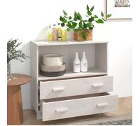 MGH - TOP Buffet de rangement - Cabinet/Commode Bois - HAMAR Blanc 85x35x80 cm - Bois massif de pin LV926