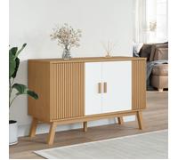 MGH - TOP Buffet de rangement - Cabinet/Commode Bois - OLDEN blanc et marron 114x43x73,5 cm - bois massif de pin LV1058