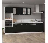 MGH - TOP Meuble bas pour cuisine - Placard cuisine - ""Lyon"" Noir 60x46x81,5 cm - Bois d'ingénierie LLV1109