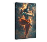 MGHDGD Impression sur toile représentant la danse cosmique du Seigneur Shiva - Nataraja Tandava - Décoration murale pour salon, chambre à coucher - 30 x 45 cm
