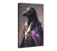 MGHDGD Impression sur toile représentant un ravin anthropomorphique violet portant une robe et un masque pour décoration murale de salon, chambre à coucher (40 x 60 cm)