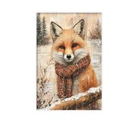MGHDGD Poster sur toile motif renard - Animaux de la forêt d'hiver - Décoration de chambre à coucher, bureau, chambre - Cadeau 30 x 45 cm