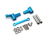 MGHGFYTAS Accessoires Voitures RC Compatible avec MJX 14209 14210 1/14 RC Amélioration De La Voiture Accessoires Pièces Métalliques Ensemble De Direction avec Roulements(Blue)