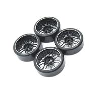 MGHGFYTAS Accessoires Voitures RC Compatible avec WLtoys 284010 284131 K989 K969 pour Mini-Q 1/28 Voiture Télécommandée Roues en Métal, Deux Pneus Étroits Et Deux Pneus Larges(Black)