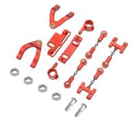 MGHGFYTAS Accessoires Voitures RC Compatible avec WPL D12 D22 D32 D42 Coupe De Direction, Bras De Suspension Supérieur Et Inférieur, Glissière De Direction, Bloc De Rotation pour Voiture RC 1/10(Red)