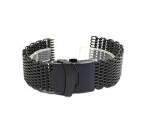MGHN Bracelet de montre en acier inoxydable for hommes, 18mm 20mm 22mm 24mm, maille en métal, boucle pliante, bracelet de remplacement, accessoire de montre(Color:Noir,Size:24mm)