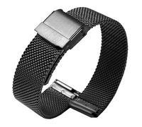 MGHN Bracelet de montre universel en maille métallique et acier inoxydable, 14mm 16mm 18mm 20mm 22mm, for hommes et femmes(Noir,15mm)