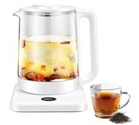 MGHRUE Bouilloire Électrique, Théière De 1,5 L avec Infuseur Amovible pour Thé en Feuilles, Théière avec Contrôle du Temps Et De La Température, Théière en Verre, 10 Menus Thé/Café/Lait/Yaourt