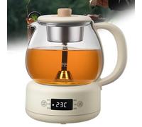 MGHRUE Machines À Thé Chaud, Machine À Thé 600 W, Panneau De Micro-Ordinateur, Corps en Verre Borosilicaté, 11 Niveaux D'isolation Thermique Réglable, 1 L, avec Maintien Au Chaud Pendant 8 Heures
